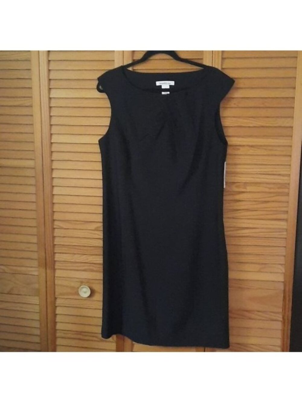 Laundry by Design Black Decorative Pleated Collar Sleeveless Sheath Dress Size14